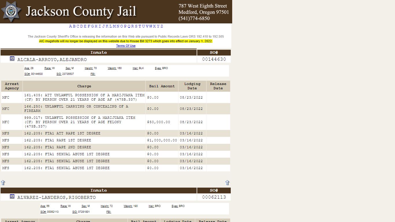 Index [inmate.jacksoncountyor.gov]